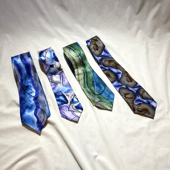 J. Garcia Tie Collection 4 Ties 100% Silk - Picture 1 of 9